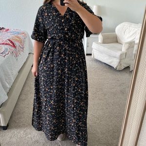 Womens black floral maxi dress